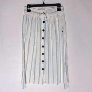Ripzone White Blue Striped Button Front Midi Skirt S